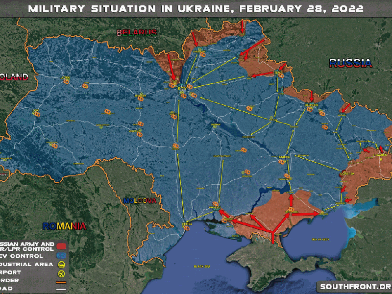 Wojna na Ukrainie Dzień 7 (02.03.2022): Szturm na Mariupol, walki wokół Kijowa, oblężenie Charkowa (wideo 18+, southfront.org)