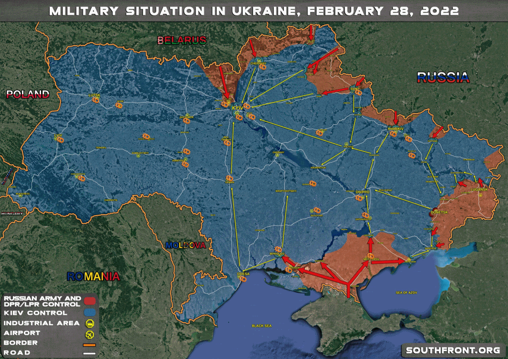 Wojna na Ukrainie, dzień 8 (03.03.2022): Rosjanie zdobywają kolejne pozycje na południowym wschodzie kraju, patowa sytuacja pod Charkowem (wideo, southfront.org)